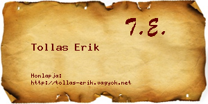 Tollas Erik névjegykártya